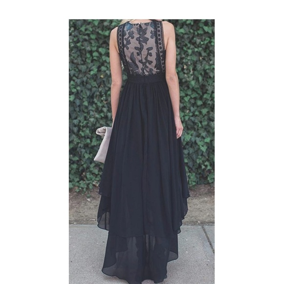 AVRIL Black Floral Asymmetrical Maxi Dress - Picture 2 of 7